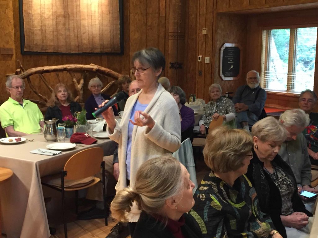 Karen King addresses the group