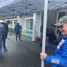 setting up the front canopy