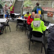 people sitting at tables.