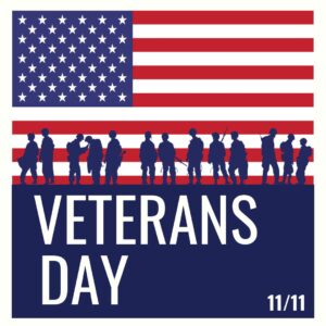 Image of flag and veterans