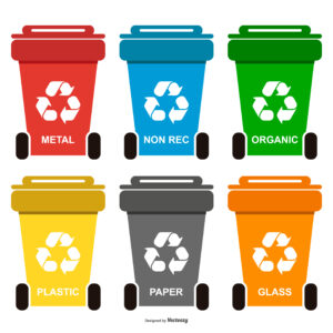 cartoon of recycle bins
